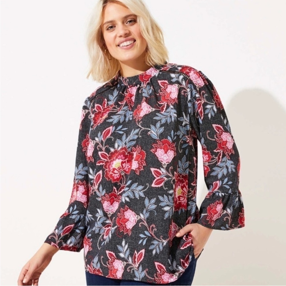 LOFT Floral Garden Bell Sleeve Blouse